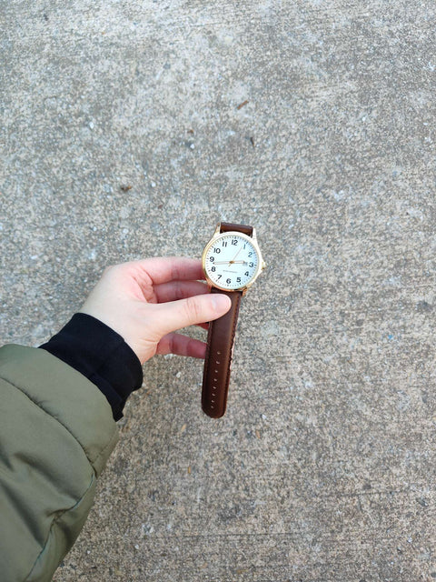 Amazon Essentials Classic Brown Leather Watch