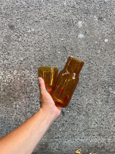 Amber Carafe And Glass