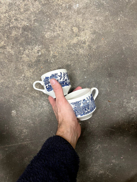 Two Blue Willow Cups Made In England
