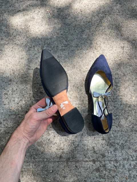 Pretty & Made in Italy Andrea Carrano Blue Kitten Flats, Size 6.5 US W or 37 EU
