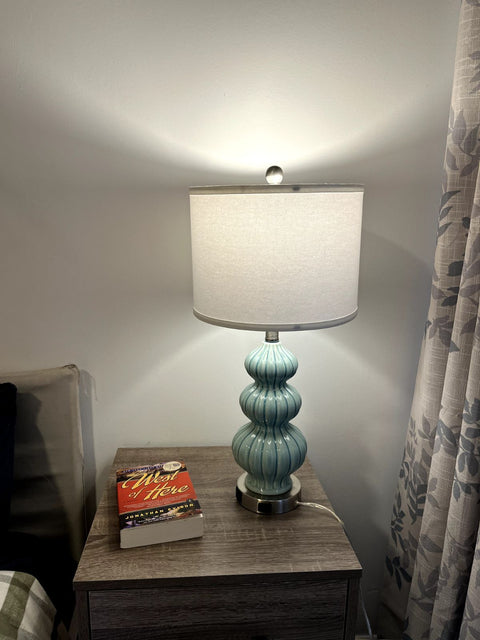 Another Cinkeda Triple Gourd Ceramic Table Lamp, H25"