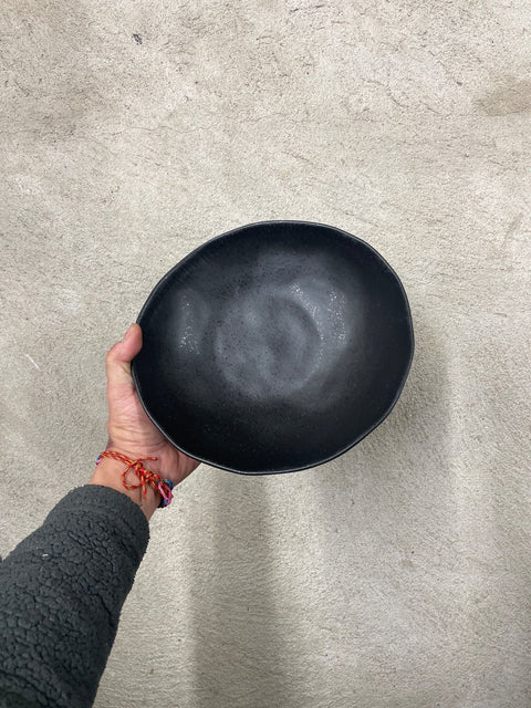 Anthropologie Matte Black Pottery Bowl