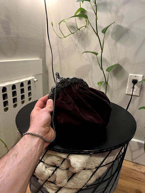 Antique Black Velvet Evening Bag