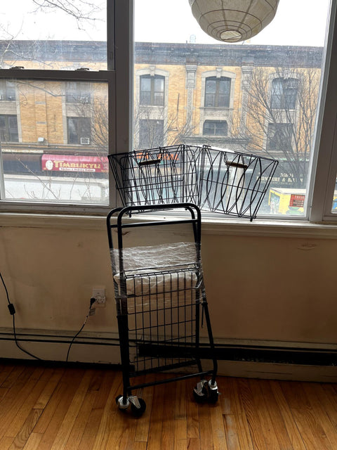 Artesa Verona Collapsible Metal Laundry Cart with Removable Basket