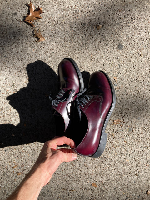 Prada Derby Oxfords Burgundy Leather Shoes, US 10M or 42 EU