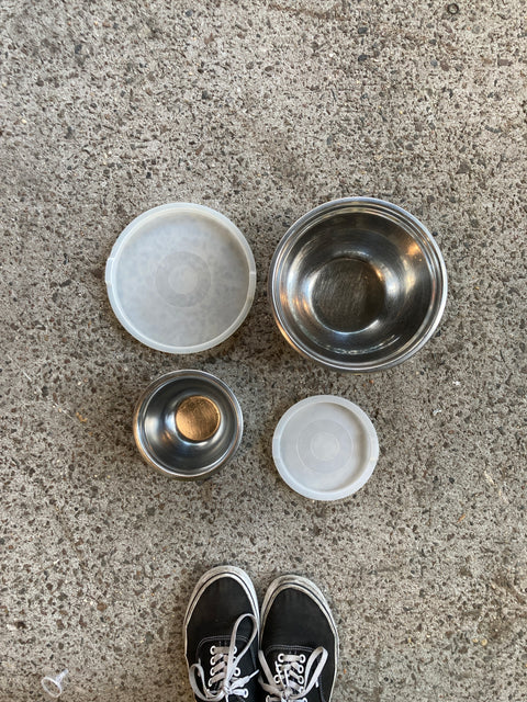 Two Stainless Steel Kitchen Bowls, 8.5” & 6”