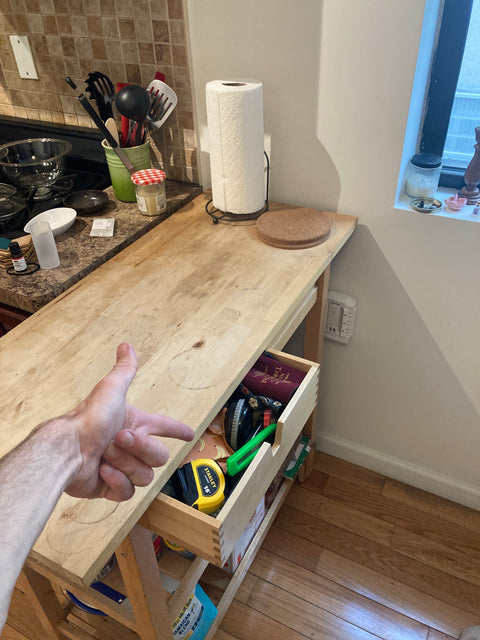 Solid Wood Rolling Kitchen Island, W40xD17xH36"