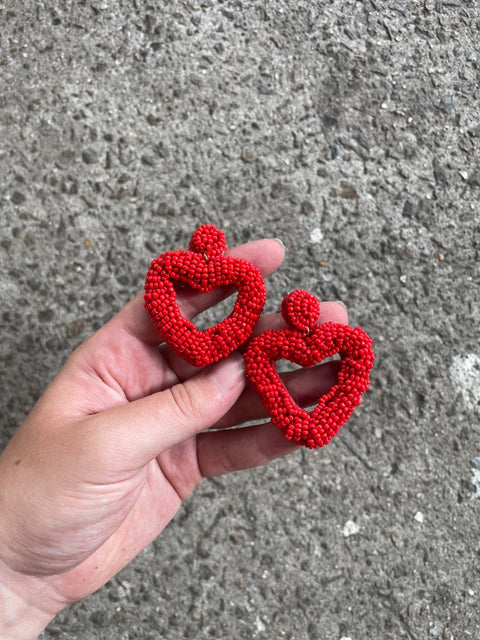 Beaded Heart Earrings