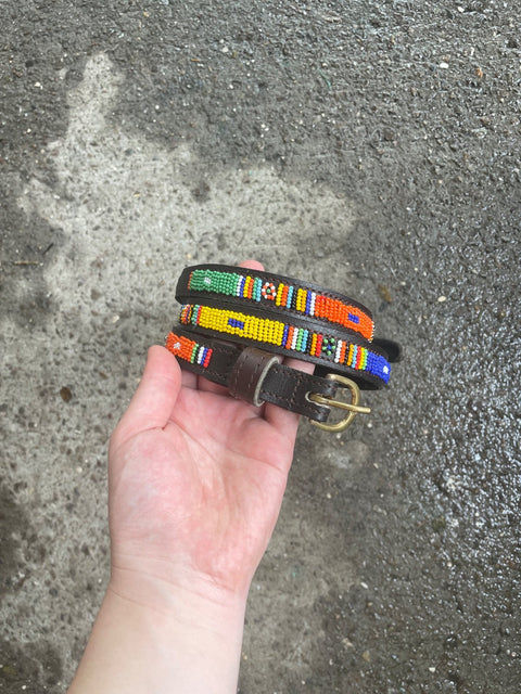 Beaded Leather Belt