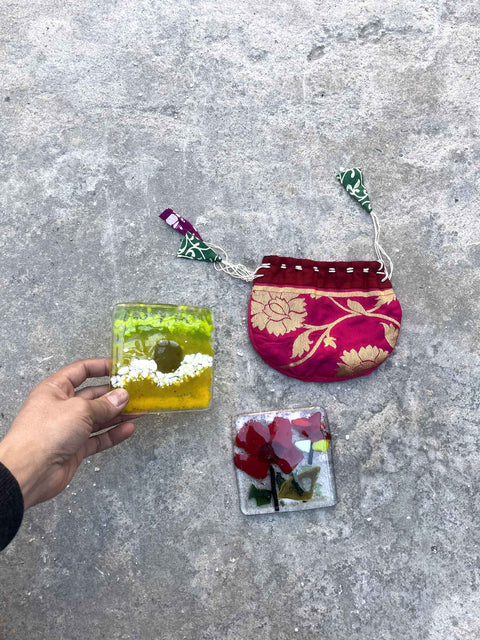 Beautiful Fused Glass Coasters Duo