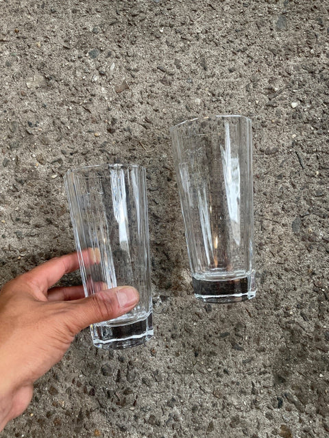 Beautiful Ribbed Highball Drinking Glasses