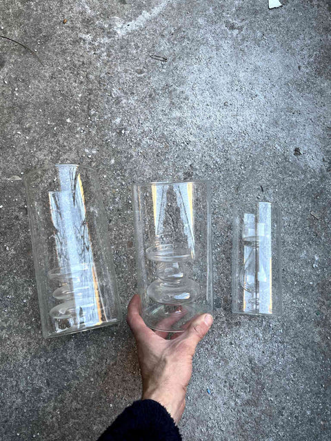 Beautiful Set Of Clear Glass Candle Holders