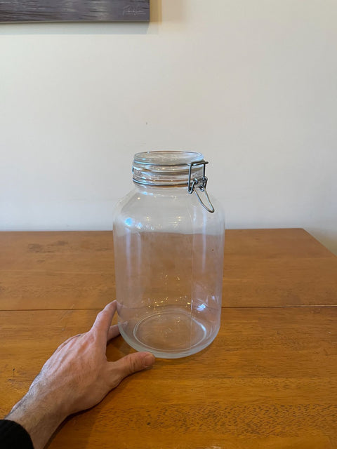 Big Glass Jar With Metal Clasp, H12"