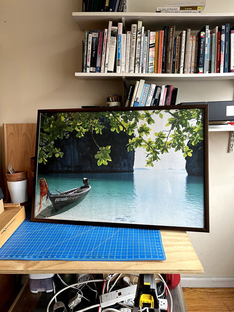Bigass Framed Tropical Island Art, 25x37"