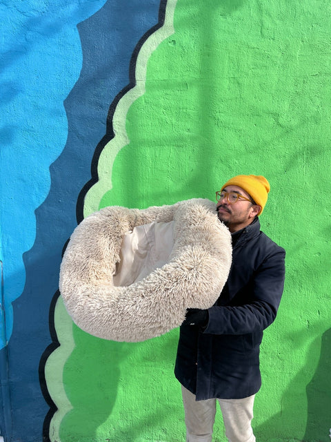 Bigass Round Fuzzy Pet Bed, W35"