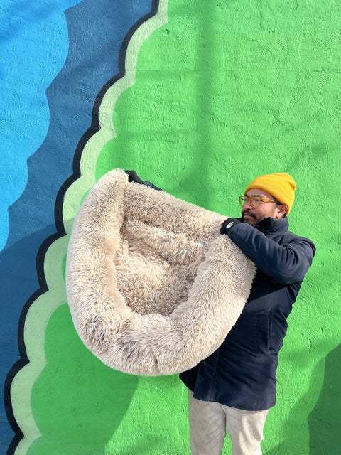 Bigass Round Fuzzy Pet Bed, W35"