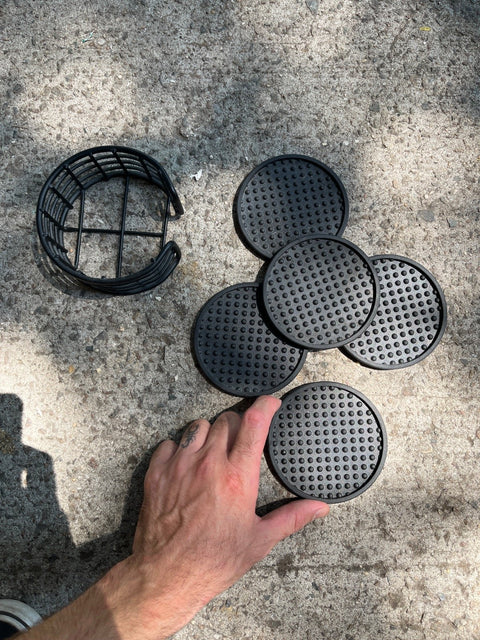 Black Drink Coasters With Holder