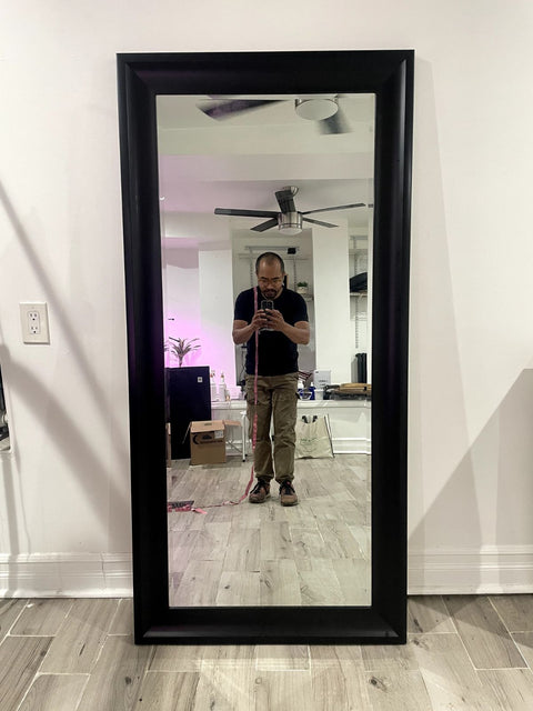 Black Framed Floor Mirror, 31x66"