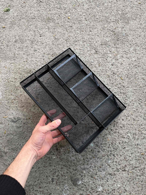 Black Mesh Cutlery Organizer Tray, 9.5x12.5"