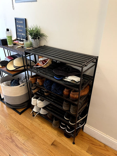 Black Metal Shoe Rack, W26.5xD12xH33"