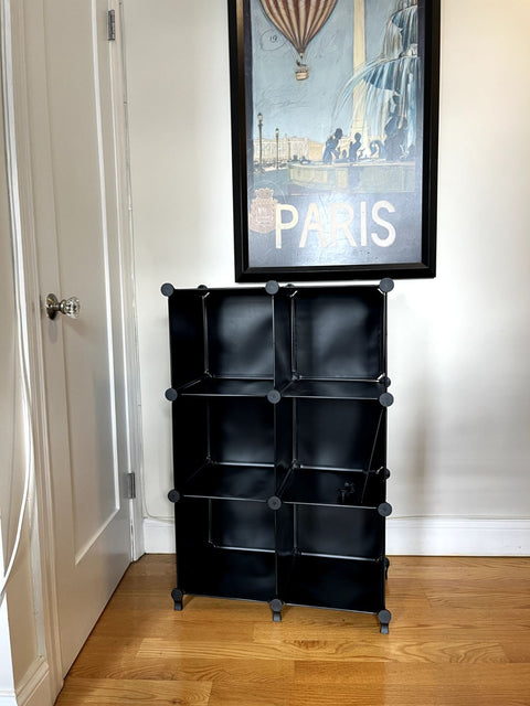 Black Modular 6-Cube Storage Closet Organizer, W24xD12xH37"