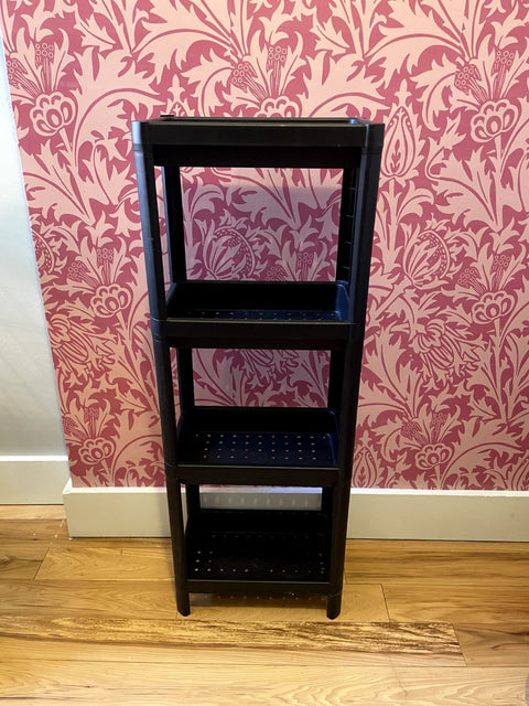 Black Plastic Four Tier Rack, 14x9x40"