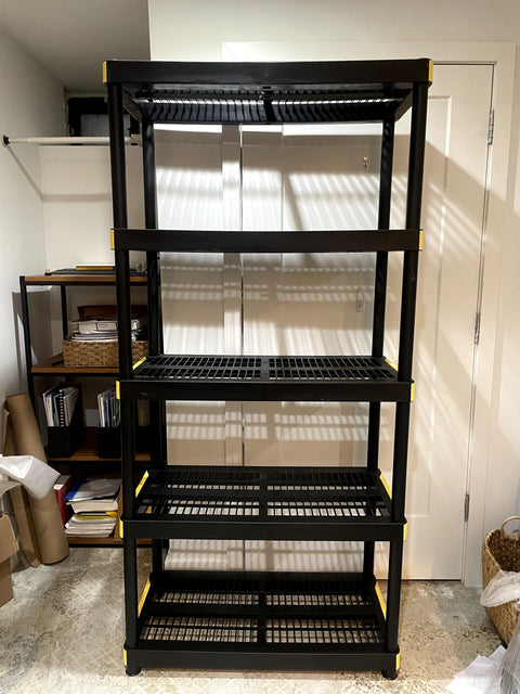 Black Plastic Storage Shelving Unit, 72"x35"x16"