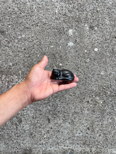 Black Sleeping Cat Figurine