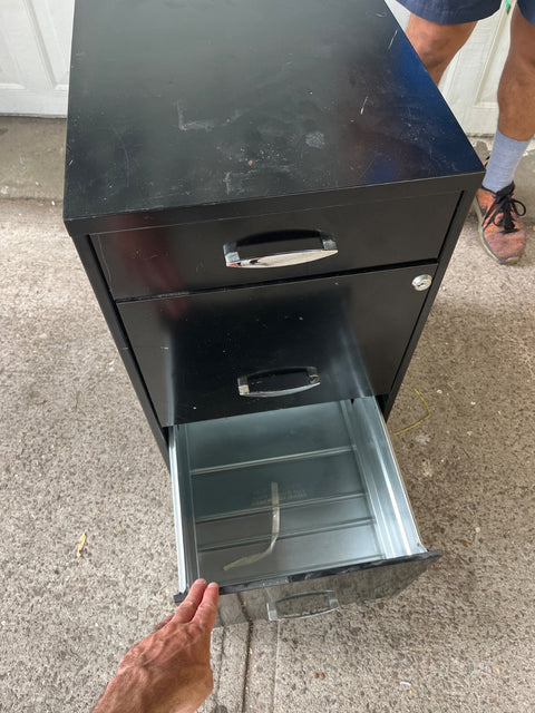Black Three-Drawer Filing Cabinet, W14xD18xH28"