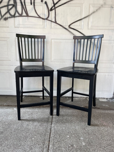 Black Wooden Kitchen Chairs (Pair), 40” tall