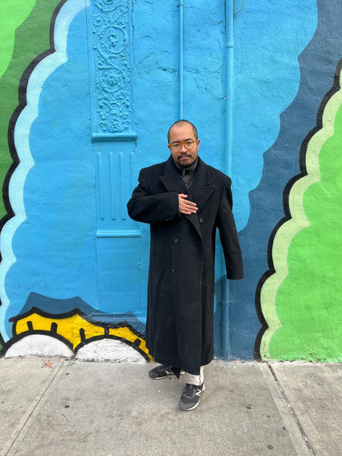 Black Wool & Cashmere Overcoat, Size XL