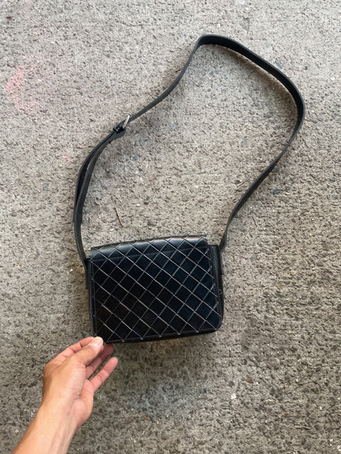 Black Woven Shoulder Bag