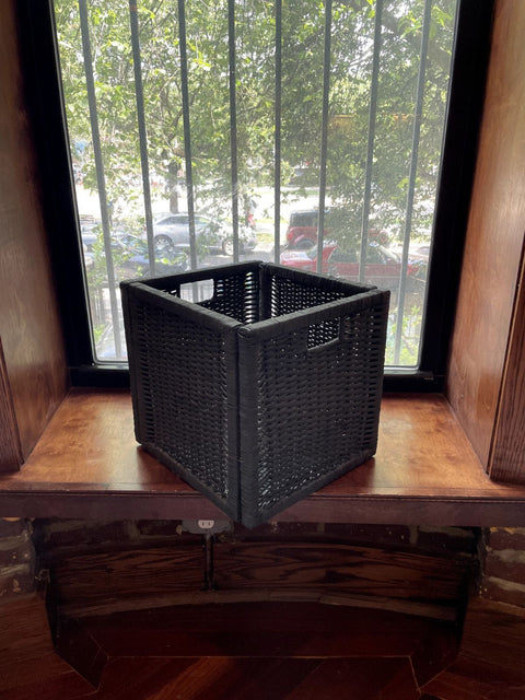 Black Woven Storage Cube, 12.5"