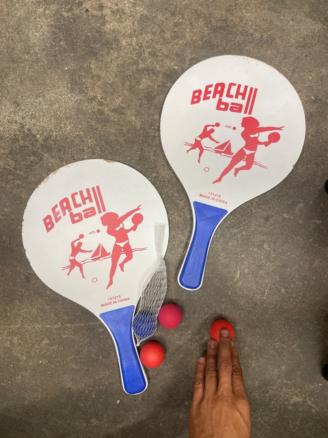 Blue Beach Ball Paddle Set