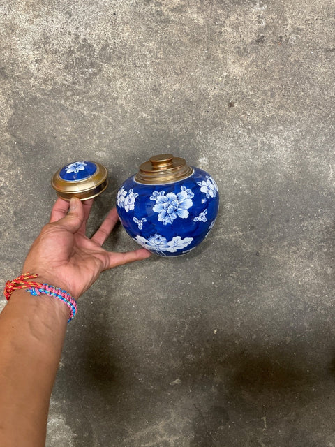 Blue Floral Ceramic Urn