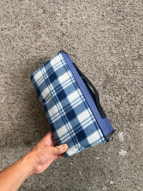 Blue Plaid Picnic Blanket, 45x45”