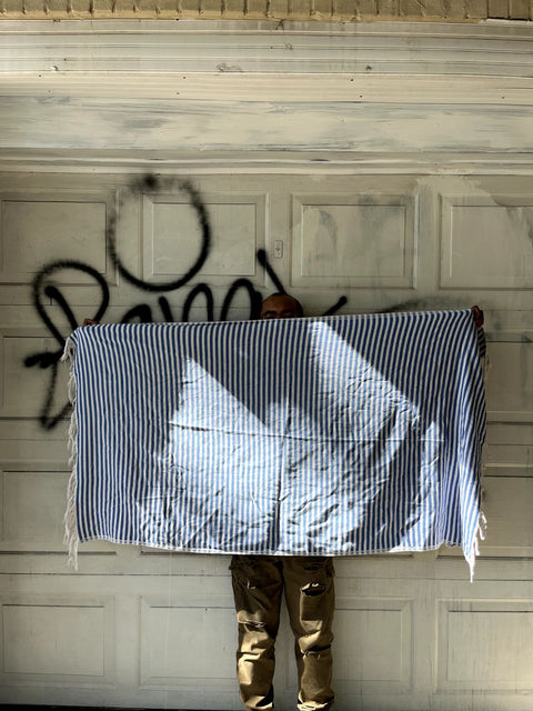 Blue Striped Cotton Beach Towel