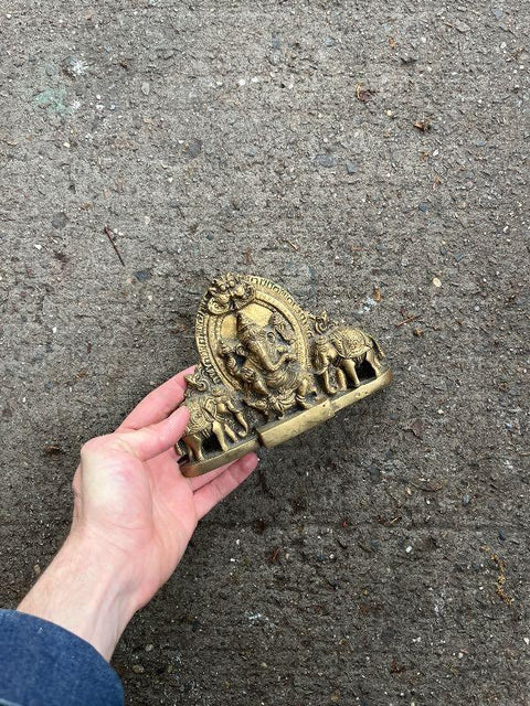 Brass Ganesha And Elephants Sculpture