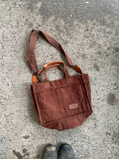 Brown Corduroy Crossbody Bag