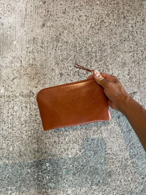 Brown Leather Zip Pouch