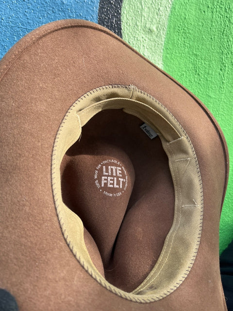 Brown Wool Felt Outback Hat, One Size