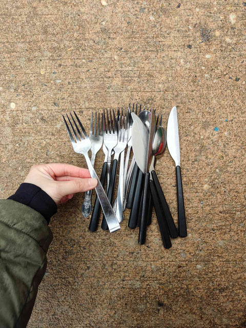 Bunch of Cutlery Set with Black Handles