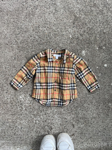 Like New Burberry Plaid Baby Shirt, Size 12M