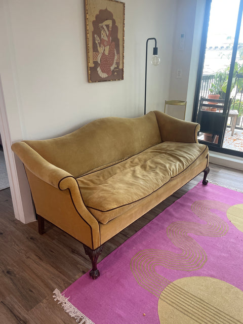 Georgian-style Velvet Couch, 74x33x20x32”