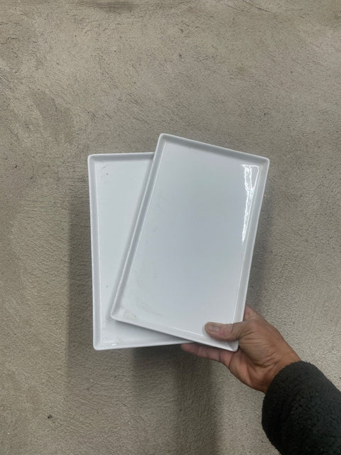 CB2 Two White Dinner Plates