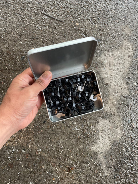 Cable Clips In Metal Tin