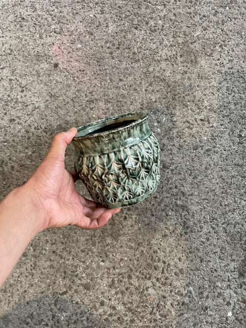 Carved Ceramic Planter