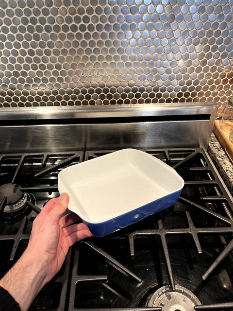 Fancy Pillivuyt Blue Baking Dish, 8x9"
