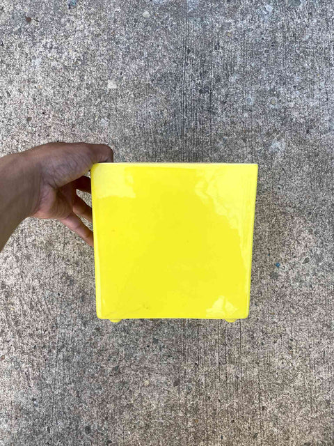 Ceramic Bright Yellow Planter, 7" all sides