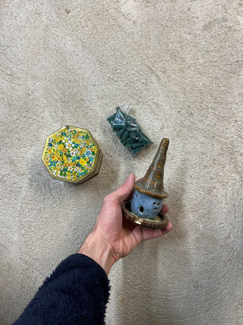 Ceramic Incense Burner House With Incense Cones